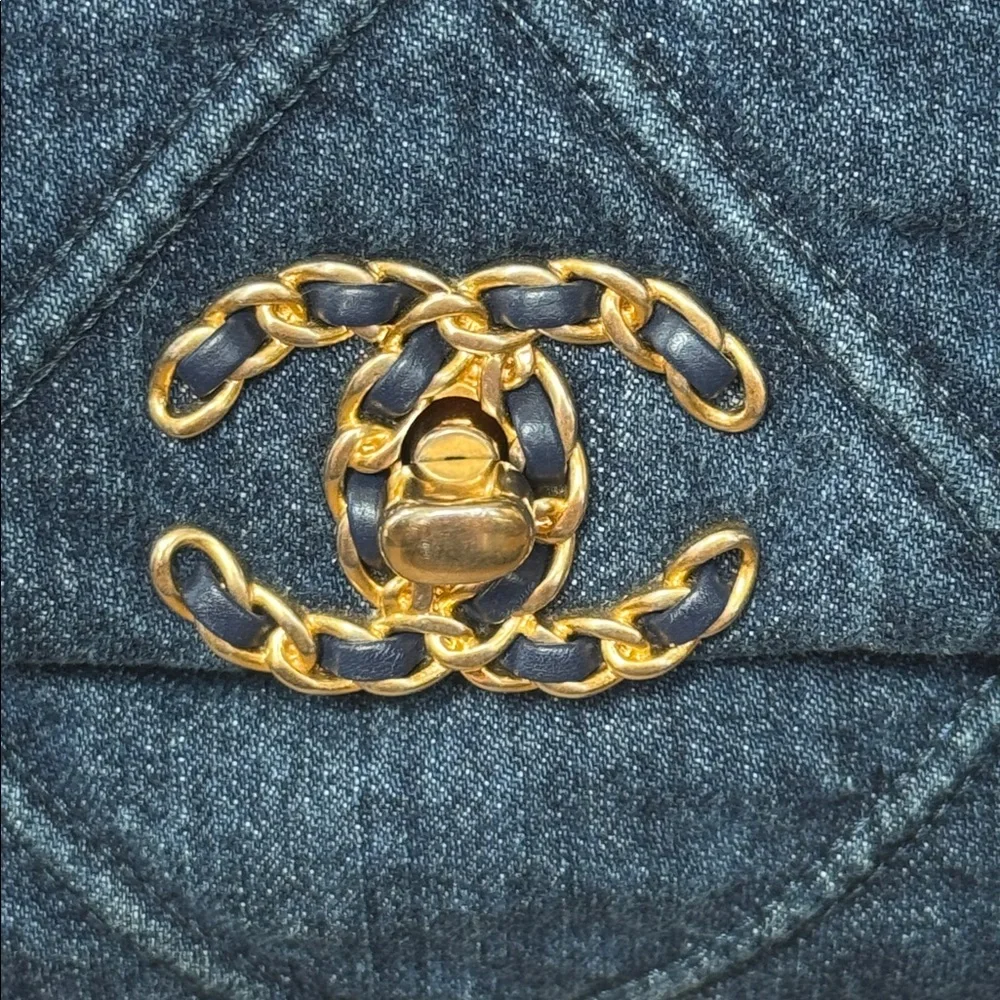 Chanel 20s denim flap bag quilted crossbody bag chunky hardware